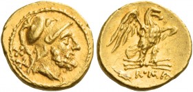 20 asses, Sicily circa 211-210, AV 1.12 g. Helmeted and bearded head of Mars r., behind, mark of value XX. Rev. Eagle, with spread wings, on thunderbo...