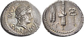 C. Norbanus. Denarius 83, AR 3.89 g. C·NORBANVS Diademed head of Venus r.; behind, CCVII. Rev. Fasces between ear of corn and caduceus. Babelon Norban...