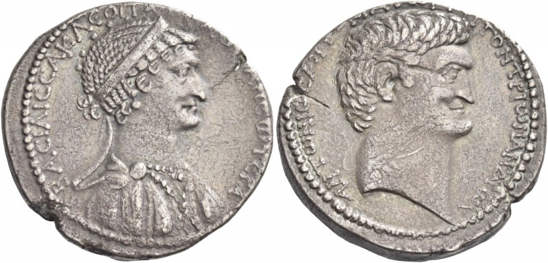 Cleopatra and Marcus Antonius. Tetradrachm, Antiochia ad Orontem Syriae secondar...