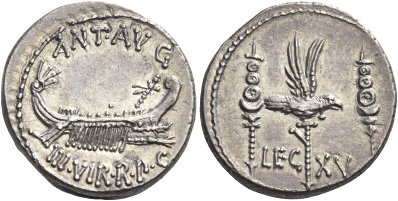 Marcus Antonius. Denarius, mint moving with M. Antonius 32-31, AR 3.48 g. ANT AV...