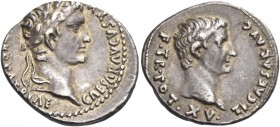 Octavian as Augustus, 27 BC – 14 AD 
Denarius, Lugdunum circa 13-14 AD, AR 3.81 g. CAESAR AVGVSTV[S – DIVI F PATER] PATRIAE Laureate head of Augustus...