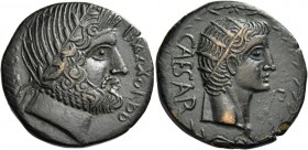 Tiberius augustus, 14 – 37 
Bronze, Sabratha Syrticae 14-37, Æ 16.32 g. Laureate head of Baal-Melqart r.; behind, sbrt'n and before, hms' 'kbr in Pun...