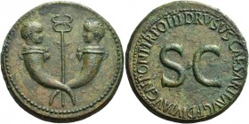 In the name of Nero Claudius Drusus, brother of Tiberius and father of Claudius 
Sestertius circa 22-23, Æ 28.46 g. Confronted heads of two little bo...