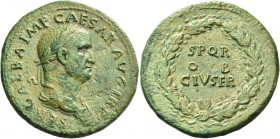 Galba, 68 – 69 
Sestertius, October 68, Æ 23.89 g. SER GALBA IMP CAESAR AVG TR P Laureate and draped bust r. Rev. S P Q R / OB / CIV SER within oak-w...