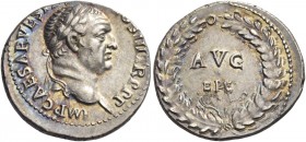Vespasian, 69 – 79 
Denarius, Ephesus 71, AR 2.92 g. IMP CAESAR VE[SPAS AVG COS] III TR P P P Laureate head r. Rev. AVG / EPHE ligate within wreath. ...