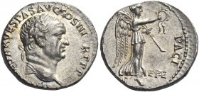 Vespasian, 69 – 79 
Denarius, Ephesus 71, AR 3.56 g. [IMP CA]ESAR VESPAS AVG COS III TR P P P Laureate head r. Rev. PACI – [AVGVSTAE] Victory standin...