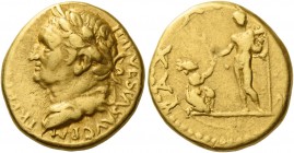 Vespasian, 69 – 79 
Aureus, Antiochia 72-73, AV 7.36 g. IMP VESPAS AVG P M – TRI P P P [COS IIII] Laureate head l. Rev. PAX – A[VGVSTI] Vespasian, nu...