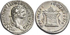 Domitian caesar, 69 – 81 
Denarius 80-81, AR 3.48 g. CAESAR DIVI F DOMITIANVS COS VII Laureate and bearded head r. Rev. PRINCEPS – IVVENTVTIS Garland...