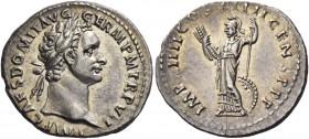 Domitian augustus, 81 – 96 
Denarius 88, AR 3.07 g. IMP CAES DOMIT AVG – GERM P M TR P VII Laureate head r. Rev. IMP XIIII COS XIIII CENS P P P Miner...