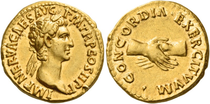 Nerva augustus, 96 – 98 
Aureus 96, AV 7.43 g. IMP NERVA CAES AVG P M TR P COS ...