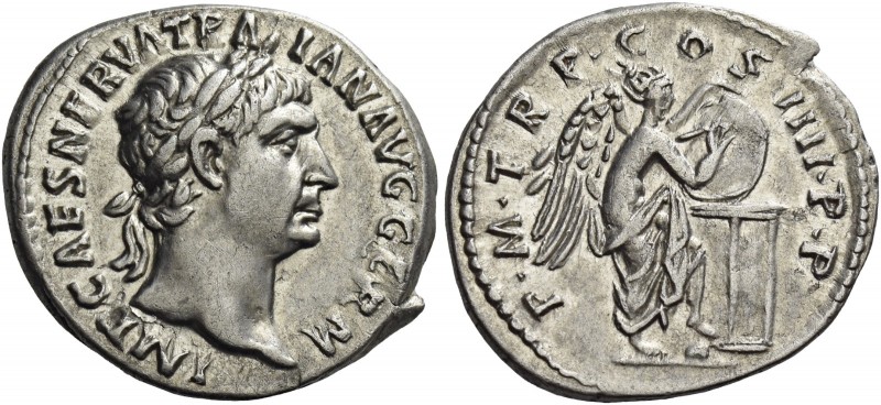 Trajan augustus, 98 – 117 
Denarius 102, AR 3.76 g. IMP CAES NERVA TRA-IAN AVG ...