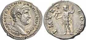 Hadrian augustus, 117 – 138 
Denarius 119-123, AR 3.28 g. IMP CAESAR TRAIAN H-ADRIANVS AVG Laureate head r. Rev. P M TR P COS III Roma standing l., h...
