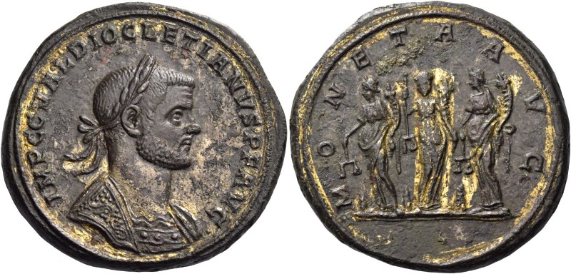 Diocletian, 284 – 305 
Medallion circa 290, Æ 39.22 g. IMP C C VAL DIOCLETIANVS...