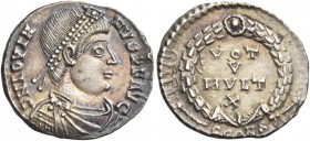 Jovian, 363 – 364 
Siliqua, Arles 363-364, AR 1.90 g. DN IOVIA – NVS P F AVG Pearl-diademed, draped and cuirassed bust r. Rev. VOT V MVLT X within wr...