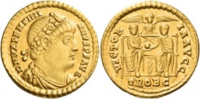 Valentinian I, 364 – 375 
Solidus, Treveri circa 364-375, AV 4.40 g. D N VALENTINI – ANVS P F AVG Rosette-diademed, draped and cuirassed bust r. Rev....