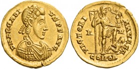 Arcadius, 383 – 408 
Solidus, 404/407-408, AV 4.42 g. D N ARCADI – VS P F AVG Pearl-diademed, draped and cuirassed bust r. Rev. VICTORI – A AVGGG Emp...
