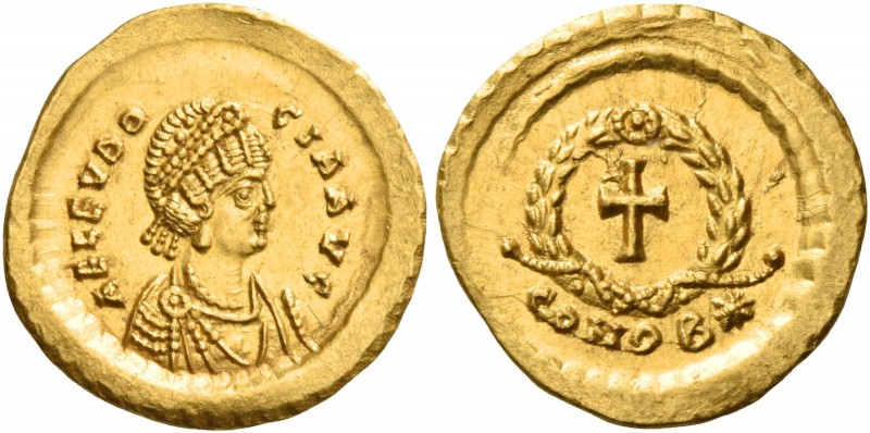 Aelia Eudocia, wife of Theodosius II 
Tremissis, Constantinopolis after 423, AV...