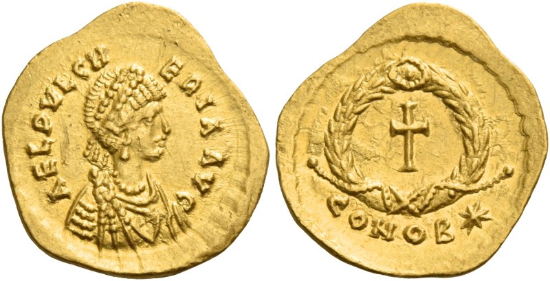 Aelia Pulcheria, sister of Theodosius II 
Tremissis, Constantinopolis circa 430...