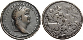 Contorniate, time of Valentinian III 
Contorniate 5th century AD, Æ 24.39 g. NERO CLAVDIVS CAESAR AVG GER P M TR P IMP PP Laureate head of Nero r. Re...