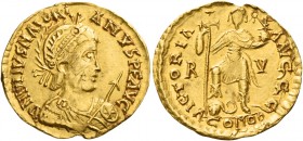 Majorian, 457 – 461 
Solidus, Ravenna 457–461, AV 4.38 g. D N IVLIVS MAIORI – ANVS P F AVG Helmeted, diademed, draped and cuirassed bust r., holding ...