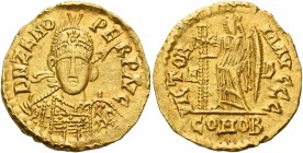 The Ostrogoths, Odovacar, 476-493 
Pseudo-Imperial Coinage. In the name of Zeno, 474-491. Solidus, Mediolanum circa 477-480, AV 4.39 g. DN ZENO – PE ...