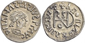 The Gepids 
Pseudo-Imperial Coinage. In the name of Anastasius, 491-518. Quarter siliqua, Sirmium circa 518-540, AR 0.77 g. DII ANASTASIUS PP AVG (bl...