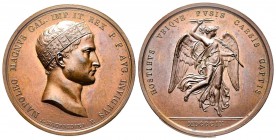 Médaille en bronze, 1809, bataille de Wagram, AE 39.16 g. 42 mm par Manfredini, legende avec la F qui termie sur le cou
Ref : Bramsen 862, Essling1243...