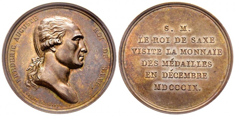 Visite à la Monnaie de Frédéric Auguste Roi de Saxonie, Paris, 1809, AG 33.15 g....