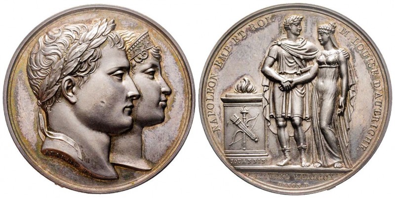Mariage de Napoléon et Marie Louis-Louise, Paris, 1810, AG 35.50 g. 40.4 mm par ...