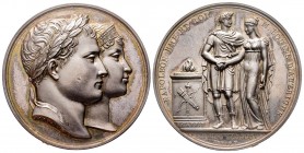 Mariage de Napoléon et Marie Louis-Louise, Paris, 1810, AG 35.50 g. 40.4 mm par Andrieu & Jouannin 
Ref : Bramsen 952, Julius 2261
FDC
