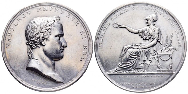 Paris, Plomb 106.05 g. 68.2 mm par Droz & Andrieu
Avers : NAPOLEON EMPEREUR ET R...