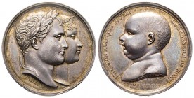 Naissance du Roi de Rome, Paris, 1811, AG 23.65 g. 32.4 mm par Andrieu
Avers : Têtes accolées de Napoléon et de Marie-Louise, à droite ; en-dessous, s...