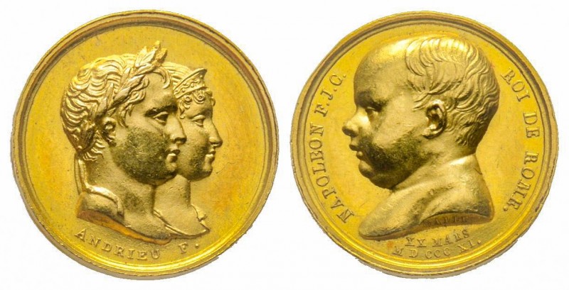 Naissance du Roi de Rome, Paris, 1811, AU 3.69 g. 14 mm par Andrieu
Ref : Bramse...