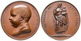 Naissance du Roi de Rome, Paris, 1811, AE 38.16 g. 40.6 mm par Andrieu & Jouannin
Ref : Bramsen 1099, Julius 2431, Essling 1343
FDC