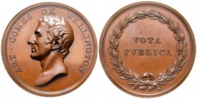Médaille en bronze, Londres, 1812, AE 87.04 g. 53.8 mm par Webb 
Avers : ART COMES DE WELLINGTON 
Revers : VOTA PVBLICA 
Ref : Bramsen 1174, Julius 25...