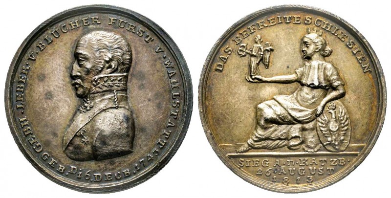 Marechal Blucher et Victoire de Katzbach, 1813, AG 6.69 g. 25.8 mm par Lesser
Av...