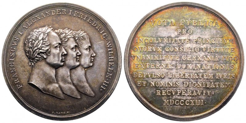 Coalition contre la France, Vienne, 1813, AG 26.2 g. 46.4 mm par Lang 
Avers : F...