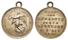 Conquête de Lunebourg, 1813, AG 1.36 g. 15.3mm
Revers : STURM VON LUNEBURG DURCH DORNBERG D 2 APR 1813
Ref : Bramsen 1225, Sommer A 165 2
Superbe