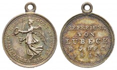 Libération de Lubecca, 1813, AG 1.86 g. 15.4mm
Revers : BEFREIUN VON LUBECK D 5 DEC 1813
Ref : Bramsen 1288
Superbe