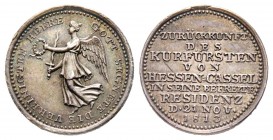 Hesse Cassel, 1813, AG 1.44 g. 15.3 mm
Revers : ZURÜKKUNFT DES KURFÜRSTEN VON HESSEN=CASSEL IN SEINE BEFREITE RESIDENZ D 21 NOV 1813. 
Ref : Bramsen 1...