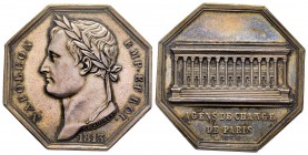 Jeton octagonal, Agens de change de Paris, 1813, AG 17.16 g. 32.8 mm par Tiolier
Ref : Bramsen 1311, Julius 2768,Essling 2159, TNE 58.3
FDC