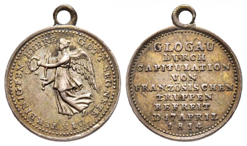 Glogau libérée, 1814, AG 1.44 g. 15.3mm
Revers : GLOGAU DURCH CAPITOLATIONEN VON...