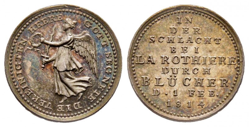 Bataille de La Rothiere, 1814, AG 1.47 g. 15.3 mm 
Revers : IN DER SCHLACHT BEI ...