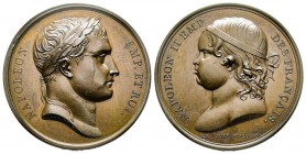 Abdication de Napoléon, Paris, 1815, AE 33.38 g. 40.9 mm par Andrieu
Avers : NAPOLEON EMP ET ROI 
Revers : NAPOLEON II EMP DES FRANCAIS XX JUIN MDCCCX...