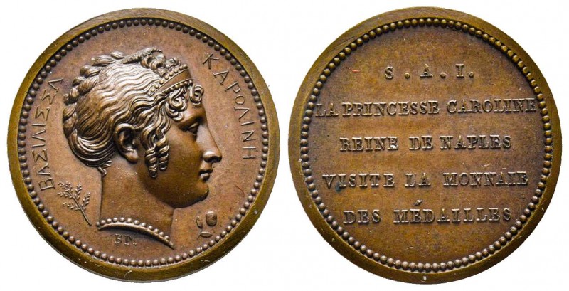 Caroline Bonaparte visite la Monnaie, Paris, 1808, AG 8.09 g. 22.9 mm par Brenet...