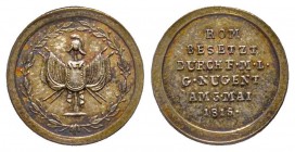 Nugent Occupation de Rome, Berlin, 1815, AG 0.57 g. 12.3 mm
Ref : Bramsen 1613, D'Auria 104, Siciliano 46 Turricchia 987
FDC"