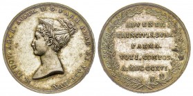 Entrée de Marie Louise d'Autriche à Parme, 1816, AG 6.13 g. 23.8 mm par Santarelli
Avers : M LVDOV ARCH AVSTR D G PARM PLAC ET VAST DVX
Revers : ADVEN...