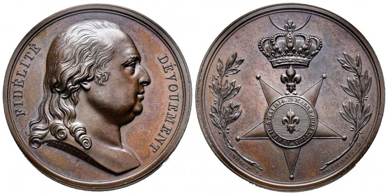 Louis XVIII, Paris, 1816, AE 38.77 g. 40.8 mm par Andrieu 
Avers : FIDÉLITÉ – DÉ...