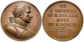 Général Lannes, (1769-1809), Paris, 1823, AE 39.8 g. 41 mm par Gayard
Avers : JEAN LANNES Buste à droite; à l'exergue GAYARD F
Revers : NÉ A LECTOURE ...