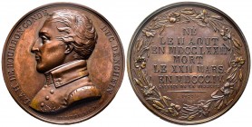 Duc d'Enghien, Paris, 1821, AE 69.47 g. 50.5 mm par Petit 
Avers : L A H DE BOURBON CONDE DUC D'ENGHIEN PETIT F DE PUYMAURIN D
Revers : NÉ LE II AOUT ...